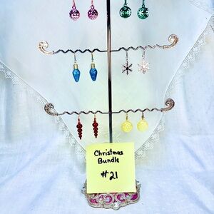 Handcrafted Christmas Gift Earrings Bundle 6 Colors & Styles Nostalgic Colorful